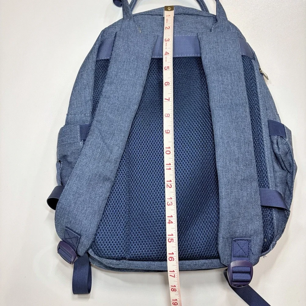 BabbleRoo Diaper Bag Backpack Blue Large Multi Pocket Baby Bag Changing Pad